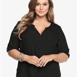 Torrid Black Georgette Pullover Top NWT